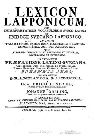 Lexicon Lapponicum 1870 Samisk ordbok